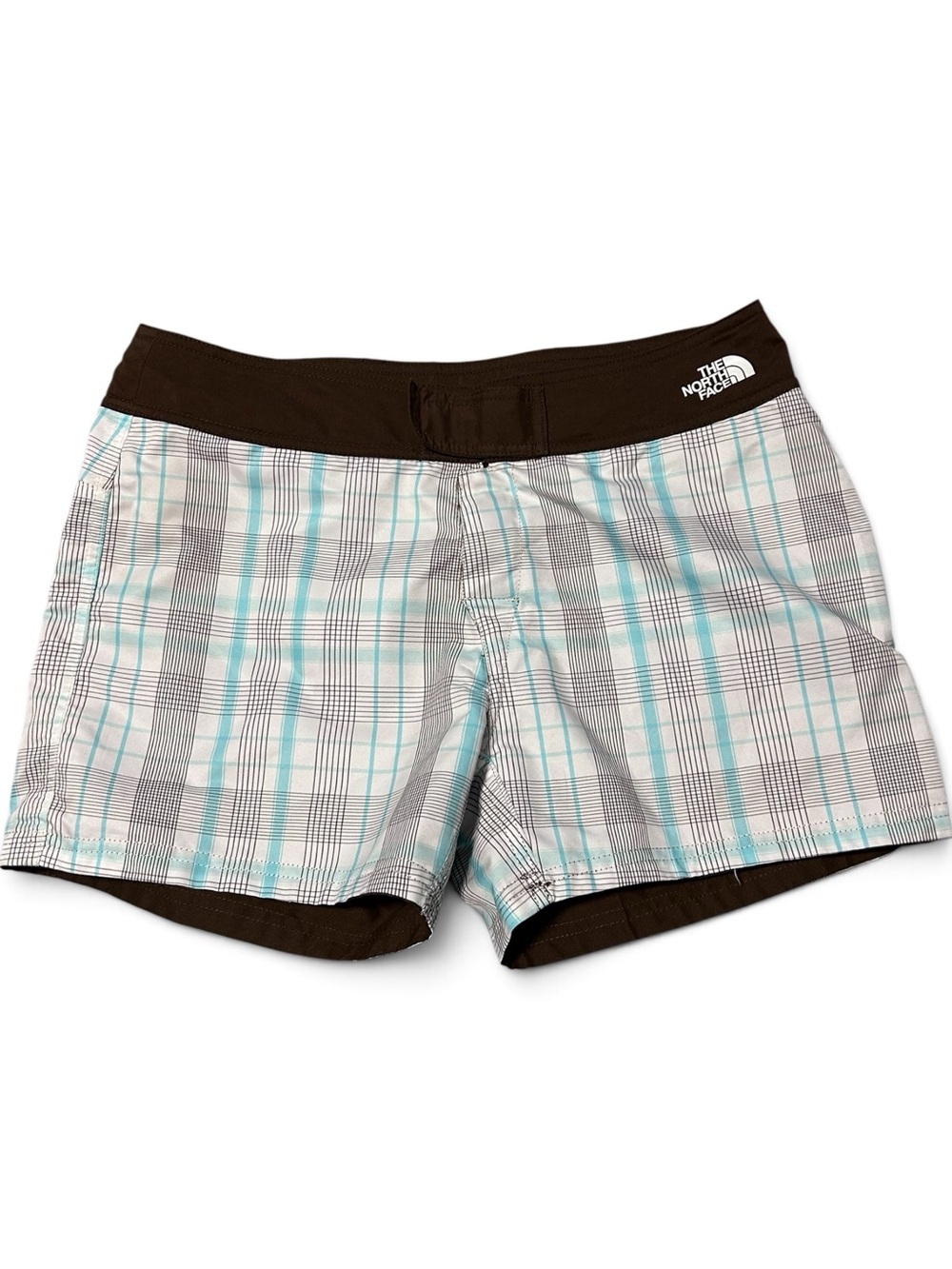 North Face Women’s Blue Brown Plaid Board Shorts Size 6